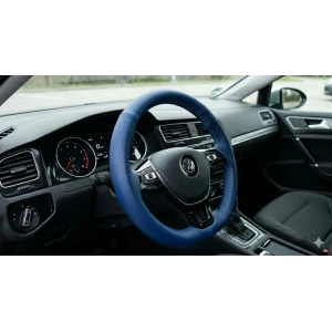 OTOMOBİL DÜZ SUNİ DERİ MAVİ (RENK MAVI İPLİ) DİKMELİ DİREKSİYON KILIFI