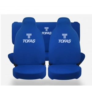 TOFAŞ OTOMOBİL MAVİ ÖN ARKA KILIF(ARKA 2 PARÇA LOGOLU) LİKRALI ESNEK TÜM ARAÇ MODELLERİNE UYUM SAĞLAR