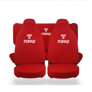 TOFAŞ OTOMOBİL KIRMIZI ÖN ARKA KILIF(ARKA 2 PARÇA LOGOLU) LİKRALI ESNEK TÜM ARAÇ MODELLERİNE UYUM SAĞLAR