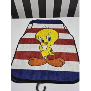 TİVTY DESEN ÇİZGİLİ DEKOR OTO HALI PASPAS ÜNİVERSAL YIKANABİLİR HER ARACA UYUMLU (KANCALI KUMAŞ ANAHTARLIK HEDİYELİ)