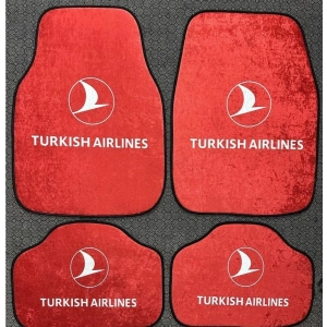 TURKISH AİRLİNES KAYMAZ TABAN DEKOR OTO HALI PASPAS ÜNİVERSAL YIKANABİLİR HER ARACA UYUMLU (KANCALI KUMAŞ ANAHTARLIK HEDİYELİ)