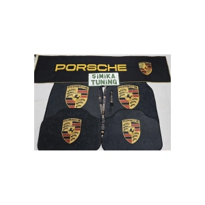 PORSCHE DEKOR HALI PASPAS VE TORPİDO HAVLUSU (AYNA ASKI İPİ VE ANAHTARLIK HEDİYELİ)