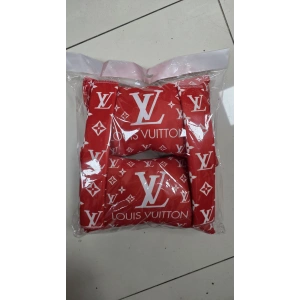 LV Kirmizi İKİLİ YASTIK VE KEMER KILIFI SETİ