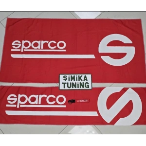 SPARCO KIRMIZI DEKOR OTO TORPİDO HAVLUSU VE ARKA SIRT HAVLUSU (ANAHTARLIK HEDİYELİ)