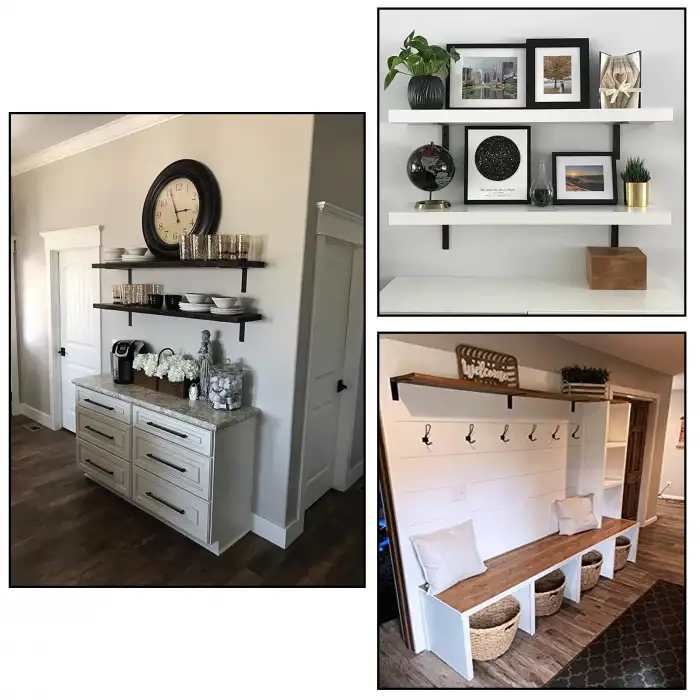 25x50x350mm Ağır Yük Köşebent Siyah Renk - 5mm Kalınlıkta Lama Demiri - Dekoratif Raf Altı L Ayak - Duvara Raf Tutucu Montaj Askı Aparatı