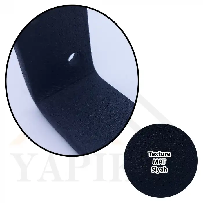 30x100x200mm Ağır Yük Köşebent Texture MAT Siyah (5mm Kalınlık) - Ağır Yük Raf Destek Aparatı Demiri - Dekoratif Raf Altı L Ayak - Duvara Raf Tutucu Montaj Askı Aparatı