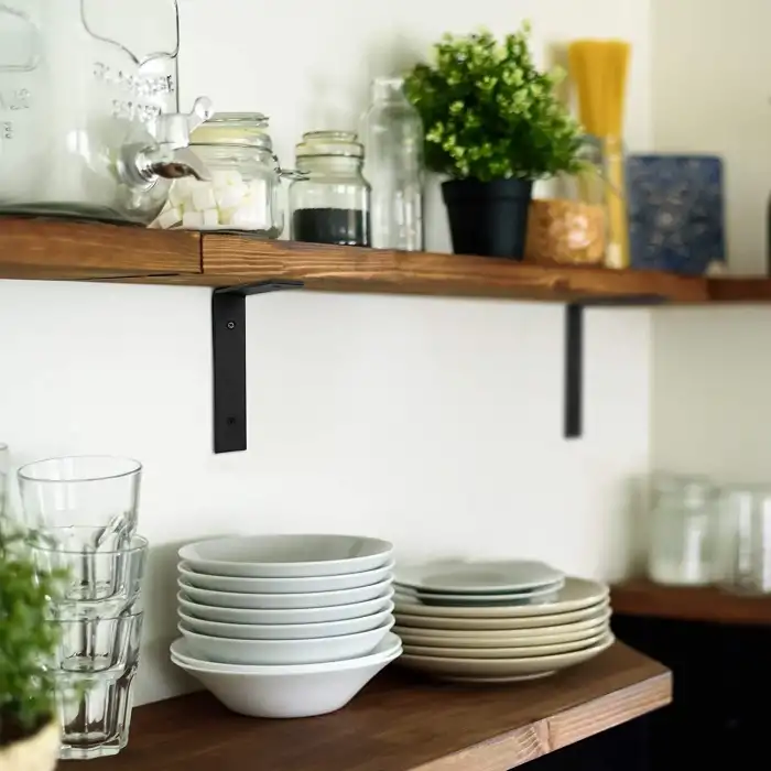 30x100x200mm Ağır Yük Köşebent Texture MAT Siyah (5mm Kalınlık) - Ağır Yük Raf Destek Aparatı Demiri - Dekoratif Raf Altı L Ayak - Duvara Raf Tutucu Montaj Askı Aparatı