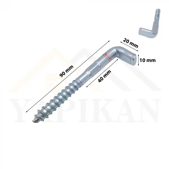 Ağır Yük L Kanca Demiri - Extra Şofben Çivisi 8.5mm Kalınlık - L Şeklinde Dolap Montaj Askı Aparatı