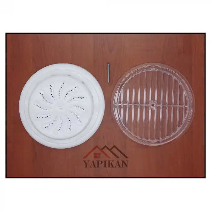 Ayarlı Doğalgaz Cam Menfezi Beyaz Ø18cm - Aç-Kapa Ayarlanabilir Soğuk Hava Engelleyen Cam Menfezi - Şeffaf Panel Hava Kapaklı Havalandırma Menfezi