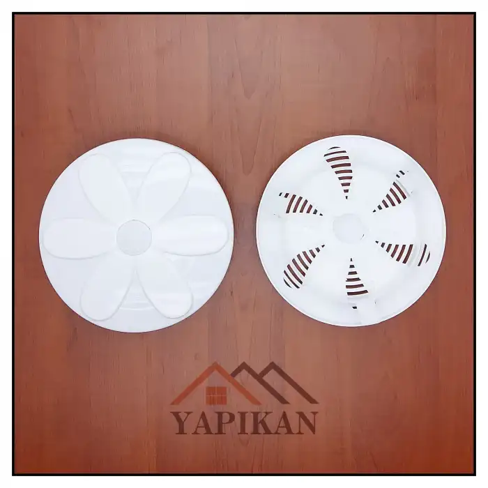 Dekoratif Papatya Desenli Ayarlı Baca Kapağı Beyaz Ø12.5cm - Plastik Baca Deliği Kapağı - Yuvarlak Aç-Kapa Baca Kapak