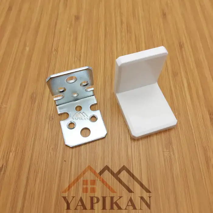 Dekoratif Plastik Kapaklı Ağır Dolap Montaj Askı Elemanı Beyaz Renk - Deprem Mobilya Dolap Sabitleme Aparatı