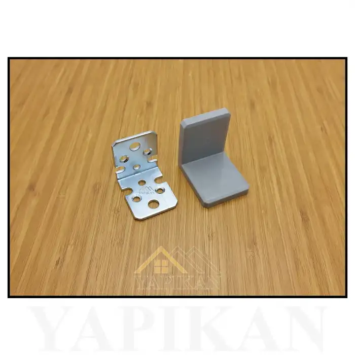 Dekoratif Plastik Kapaklı Ağır Dolap Montaj Askı Elemanı Gri Renk - Deprem Mobilya Dolap Sabitleme Aparatı