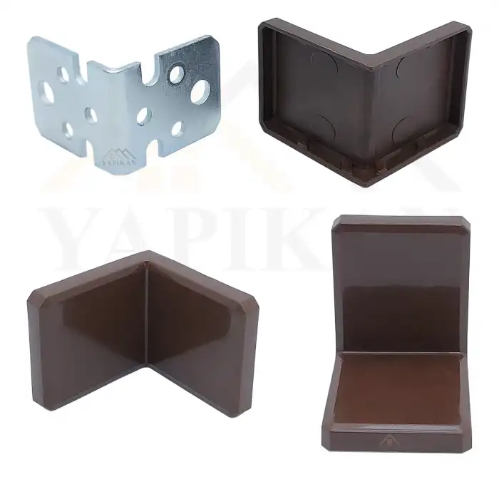 Dekoratif Plastik Kapaklı Ağır Dolap Montaj Askı Elemanı Kahverengi - Deprem Mobilya Dolap Sabitleme Aparatı