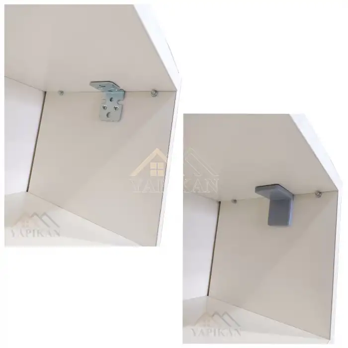 Dekoratif Plastik Kapaklı Ağır Dolap Montaj Askı Elemanı Gri Renk - Deprem Mobilya Dolap Sabitleme Aparatı