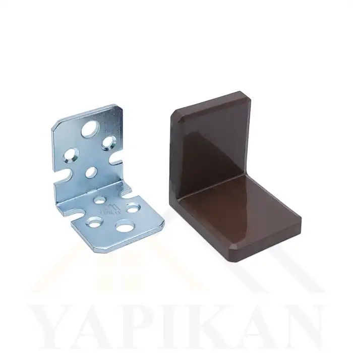 Dekoratif Plastik Kapaklı Ağır Dolap Montaj Askı Elemanı Kahverengi - Deprem Mobilya Dolap Sabitleme Aparatı