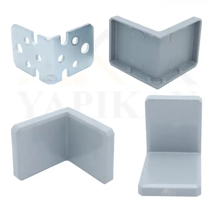 Dekoratif Plastik Kapaklı Ağır Dolap Montaj Askı Elemanı Gri Renk - Deprem Mobilya Dolap Sabitleme Aparatı