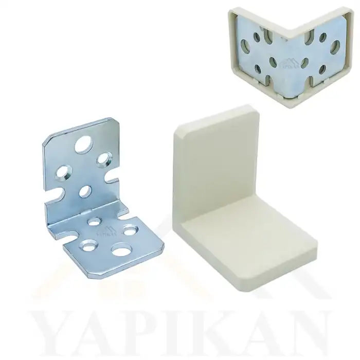 Dekoratif Plastik Kapaklı Ağır Dolap Montaj Askı Elemanı Krem Renk - Deprem Mobilya Dolap Sabitleme Aparatı