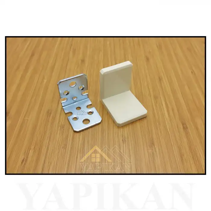 Dekoratif Plastik Kapaklı Ağır Dolap Montaj Askı Elemanı Krem Renk - Deprem Mobilya Dolap Sabitleme Aparatı