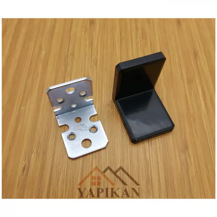 Dekoratif Plastik Kapaklı Ağır Dolap Montaj Askı Elemanı Siyah Renk - Deprem Mobilya Dolap Sabitleme Aparatı