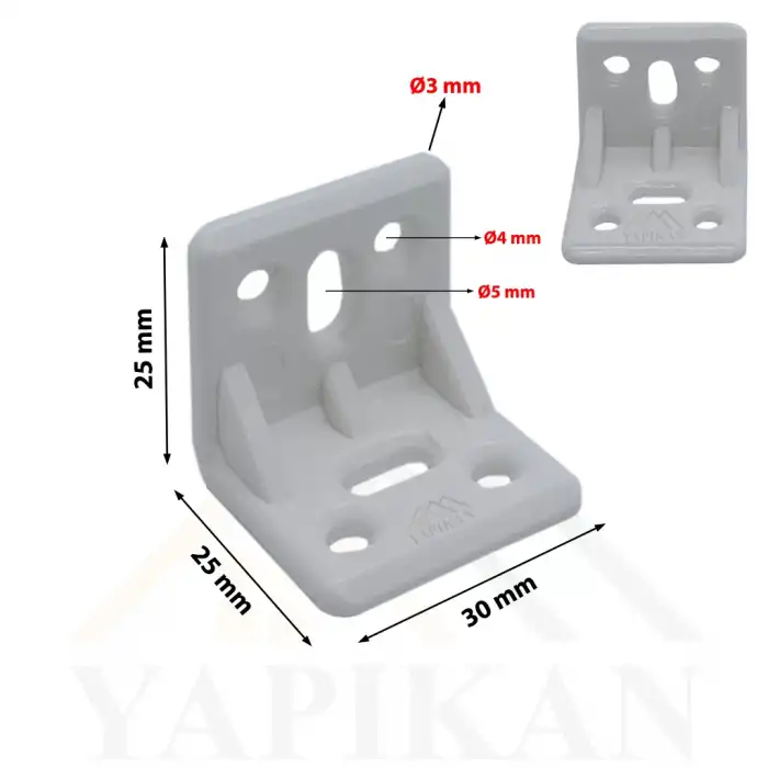 Beyaz Plastik Köşe Bağlantı Aparatı - Plastik L Gönye Köşebent