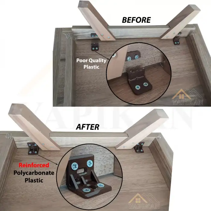 Kahverengi Plastik Köşe Bağlantı Aparatı - Plastik L Gönye Köşebent