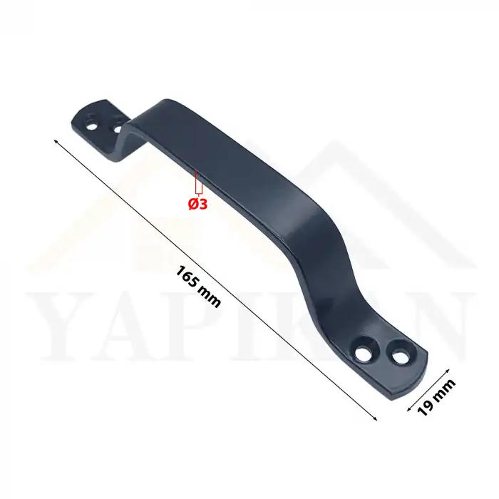 Dekoratif Siyah Çelik Tutma Kulpu 165mm - Bina Site Kapısı, Bahçe Kapısı, Okul Kapısı Çekme Kolu - Dış Mekan Metal Kapı Kolu