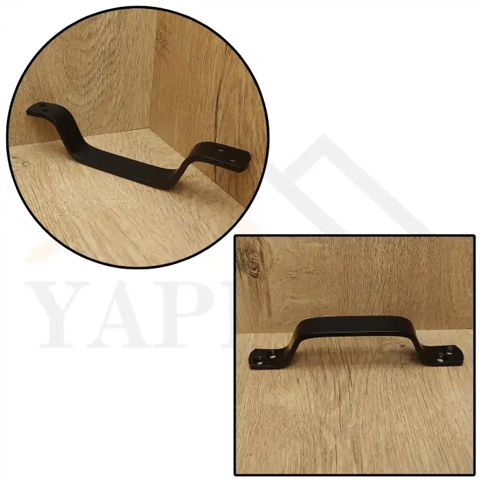 Dekoratif Siyah Çelik Tutma Kulpu 165mm - Bina Site Kapısı, Bahçe Kapısı, Okul Kapısı Çekme Kolu - Dış Mekan Metal Kapı Kolu