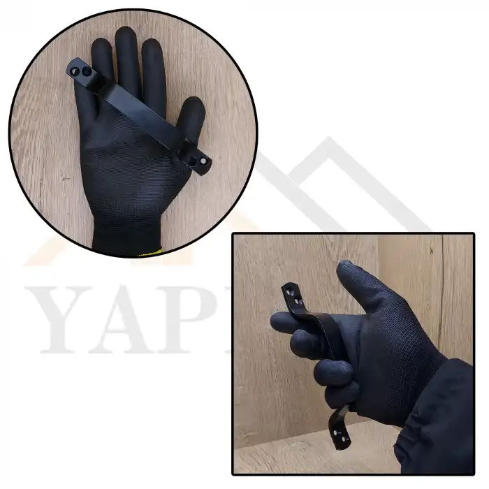 Dekoratif Siyah Çelik Tutma Kulpu 165mm - Bina Site Kapısı, Bahçe Kapısı, Okul Kapısı Çekme Kolu - Dış Mekan Metal Kapı Kolu