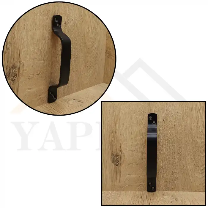 Dekoratif Siyah Çelik Tutma Kulpu 165mm - Bina Site Kapısı, Bahçe Kapısı, Okul Kapısı Çekme Kolu - Dış Mekan Metal Kapı Kolu