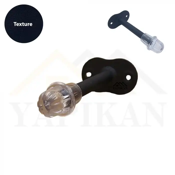 Dekoratif Texture Mat Siyah Metal Kapı Stoperi 10cm - Uzun Sac Duvar Kapı Tamponu Stopu Silikonlu