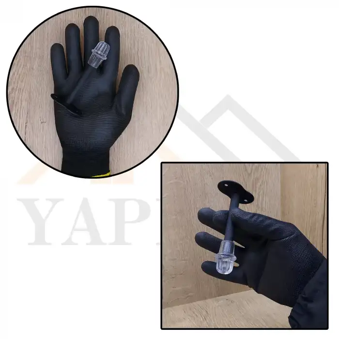 Dekoratif Texture Mat Siyah Metal Kapı Stoperi 10cm - Uzun Sac Duvar Kapı Tamponu Stopu Silikonlu