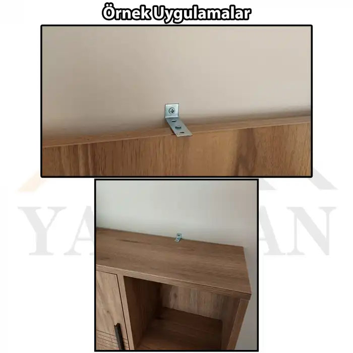 16x55x15 mm - Deprem Güvenliği Dolap Sabitleme Aparatı Seti - Mobilya Portmanto Gardırop Duvara Sabitleyici Aparat