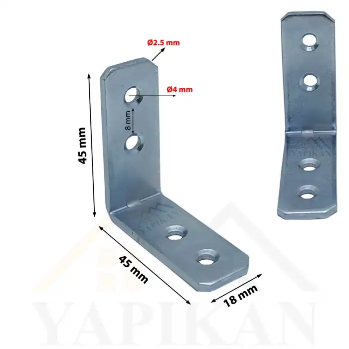 18x45x45 mm - Deprem Güvenliği Dolap Sabitleme Aparatı Seti - Mobilya Portmanto Gardırop Duvara Sabitleyici Aparat