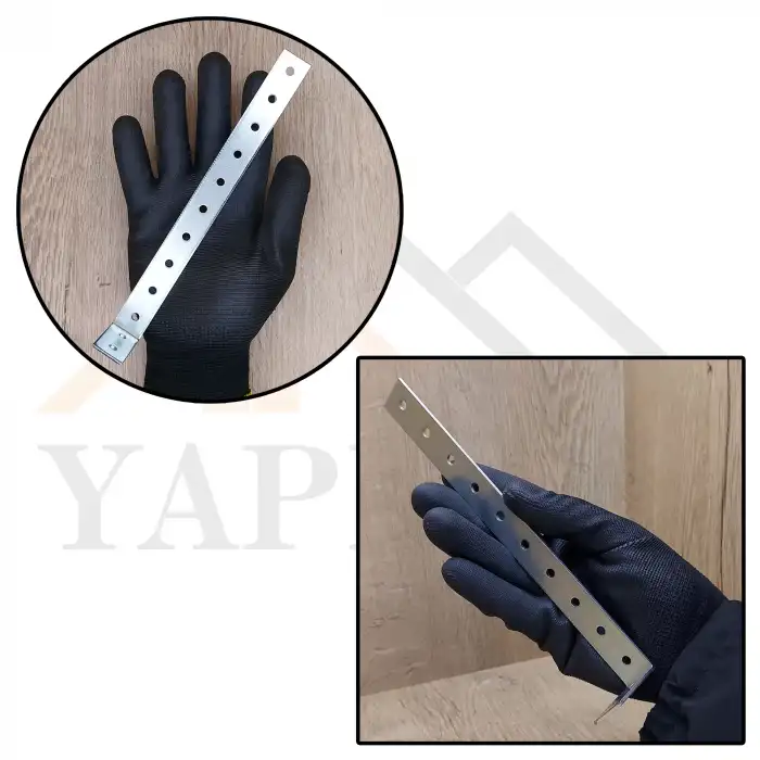 20x40x200 mm - Uzun Deprem Güvenliği Dolap Sabitleme Aparatı Seti - Mobilya Portmanto Gardırop Duvara Sabitleyici Aparat