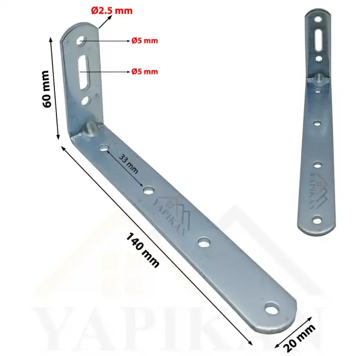 20x60x140 mm - Deprem Güvenliği Dolap Sabitleme Aparatı Seti - Mobilya Portmanto Gardırop Duvara Sabitleyici Aparat
