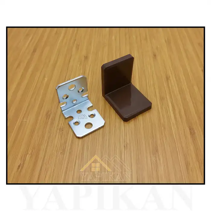 Kahverengi Deprem Güvenliği Ağır Dolap Duvar Sabitleme Aparatı Seti - Mobilya Gardırop Kitaplık Montaj Askı Elemanı