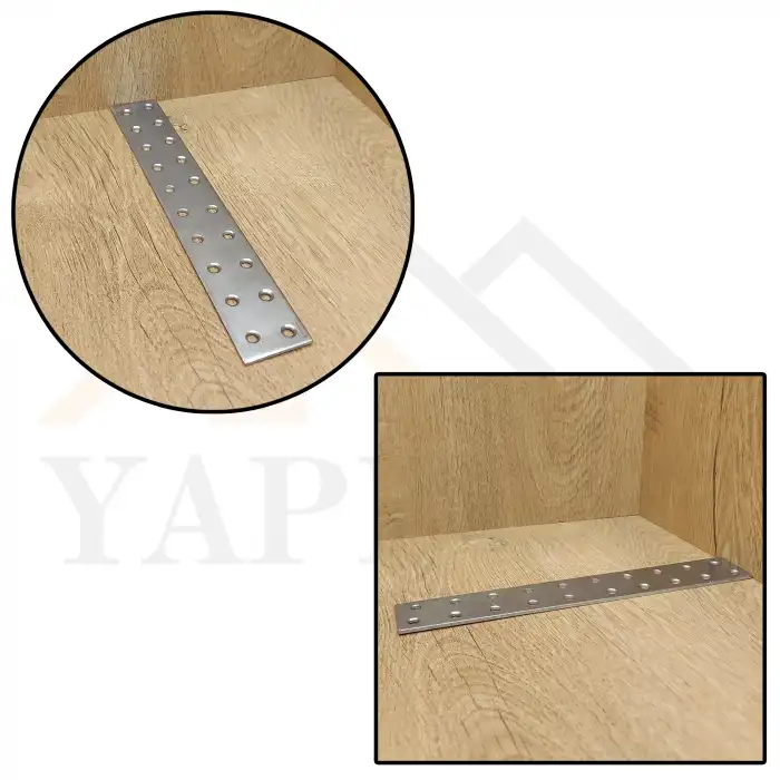 30x200 mm - Uzun Düz Gönye Bağlantı Demiri - Metal Düz Köşebent Birleştirme Aparatı