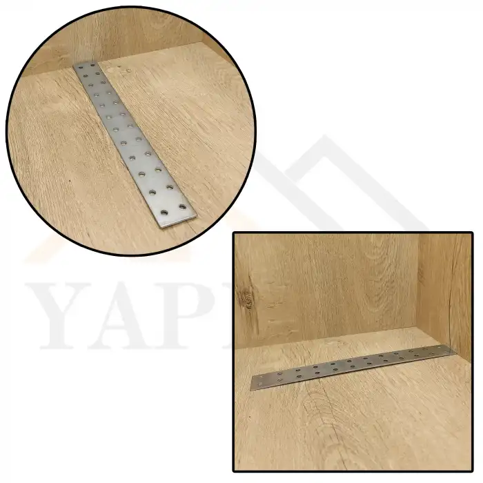 30x240 mm - Uzun Düz Gönye Bağlantı Demiri - Metal Düz Köşebent Birleştirme Aparatı