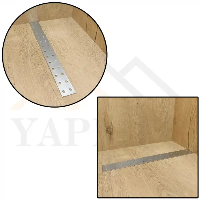 30x280 mm - Uzun Düz Gönye Bağlantı Demiri - Metal Düz Köşebent Birleştirme Aparatı