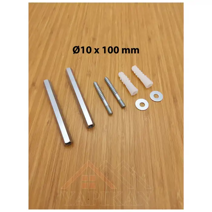 Gizli Raf Tutucu, Duvara Raf Montaj Askı Aparatı Demiri - Ø10mmx10cm - Kalın Model - 1 Takım (Çift)