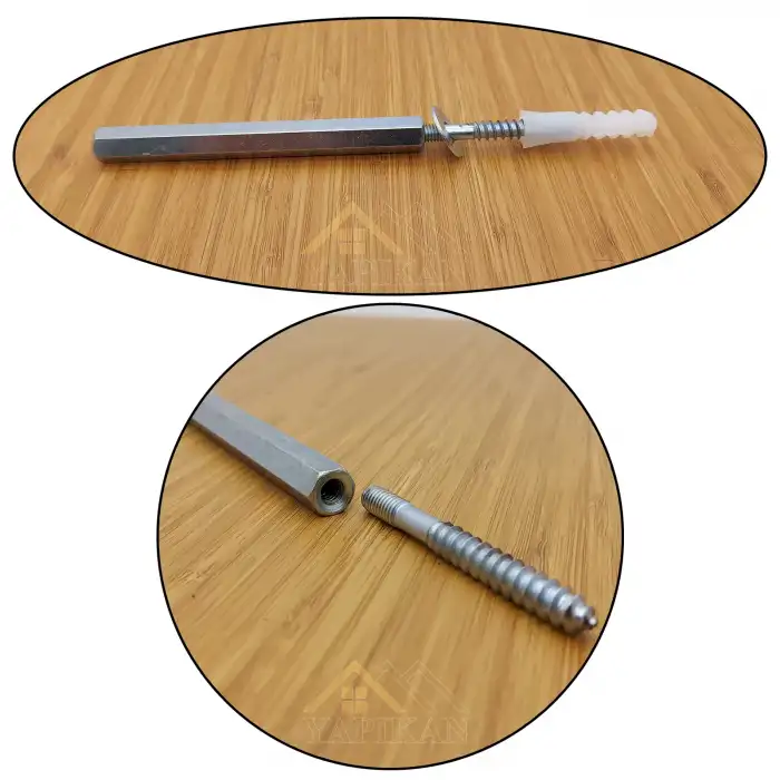 Gizli Raf Tutucu - Duvara Raf Montaj Askı Aparatı Demiri - Ø8mmx10cm - İnce Model - 1 Takım (Çift)