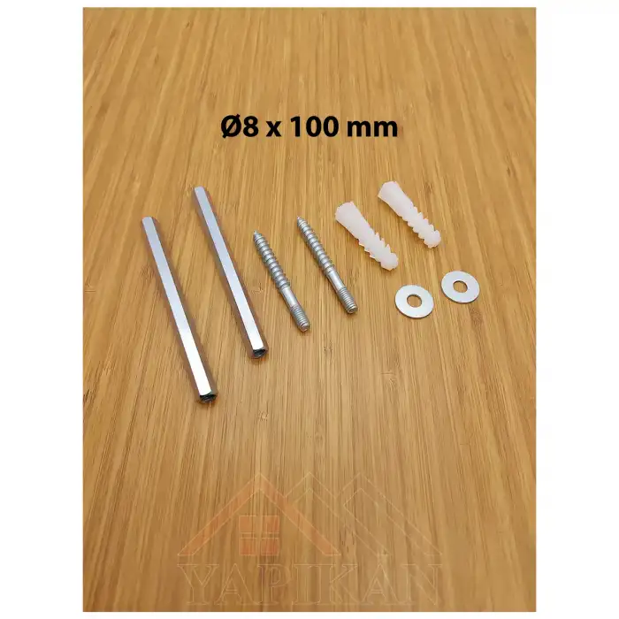 Gizli Raf Tutucu - Duvara Raf Montaj Askı Aparatı Demiri - Ø8mmx10cm - İnce Model - 1 Takım (Çift)