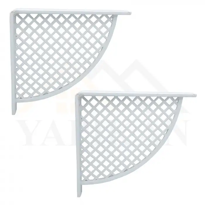 Hasır Desenli Plastik Beyaz Dekoratif Raf Altı L Ayak 17x18cm - Duvara Raf Tutucu Montaj Askı Aparatı - Mutfak, Banyo, Koridor, Balkon, Çiçeklik Raf Ayağı