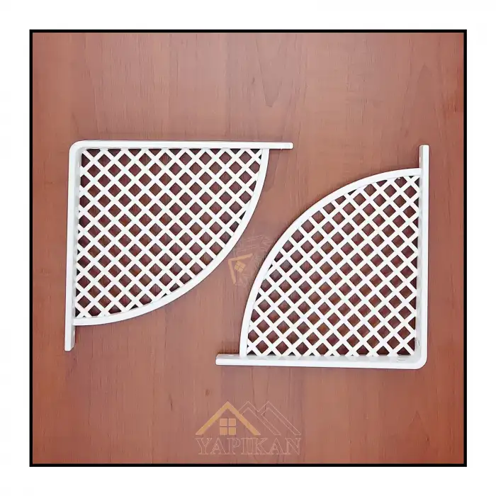 Hasır Desenli Plastik Beyaz Dekoratif Raf Altı L Ayak 17x18cm - Duvara Raf Tutucu Montaj Askı Aparatı - Mutfak, Banyo, Koridor, Balkon, Çiçeklik Raf Ayağı