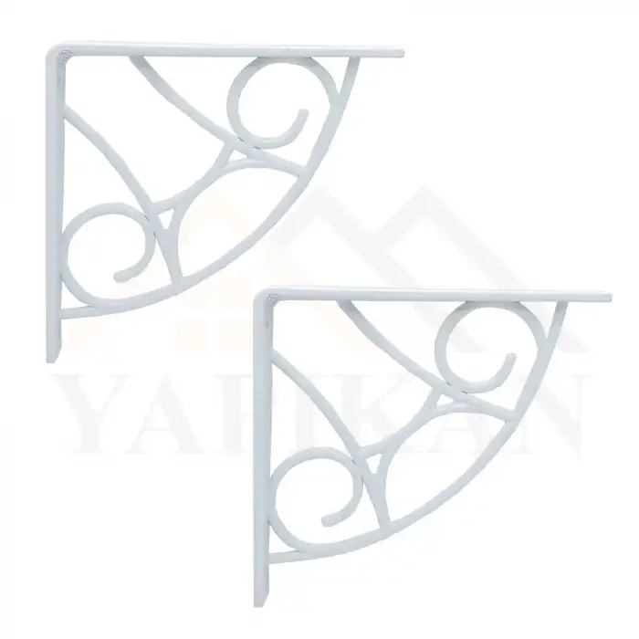 Koç Desenli Plastik Beyaz Dekoratif Raf Altı L Ayak 17x18cm - Duvara Raf Tutucu Montaj Askı Aparatı - Mutfak, Banyo, Koridor, Balkon, Çiçeklik Raf Ayağı