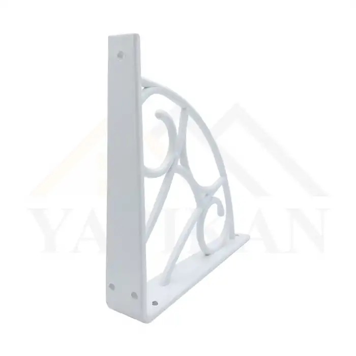 Koç Desenli Plastik Beyaz Dekoratif Raf Altı L Ayak 17x18cm - Duvara Raf Tutucu Montaj Askı Aparatı - Mutfak, Banyo, Koridor, Balkon, Çiçeklik Raf Ayağı