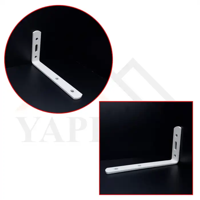 16x60x140 mm - Beyaz Çelik Deprem Dolap Sabitleme Aparatı - Orta Yük Mobilya Eşya Sabitleyici Kit - Şifonyer Tv Ünitesi Masa Kitaplık Duvar Sabitleme L Demiri