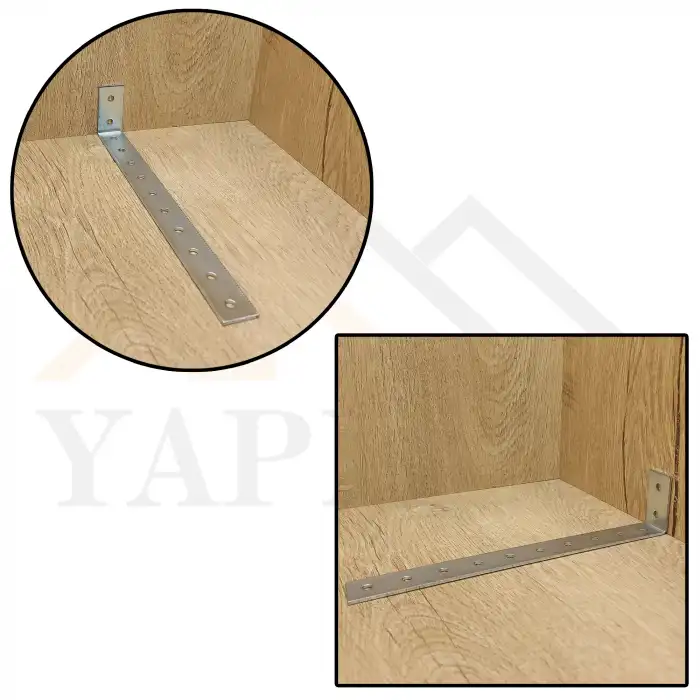 20x40x200 mm - Deprem Güvenliği Dolap Sabitleme Aparatı - Mobilya Sabitleme Kiti - Eşya Gardırop Portmanto Sabitleyici Aparat - Uzun L Demir Gönye Köşebent