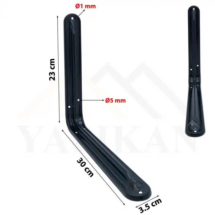 230 x 300 mm - Metal Siyah Raf Altı Ayak Lüks Tip - Raf Tutucu Duvar Montaj Askı Aparatı - Raf Altı L Demiri Konsol Ayağı