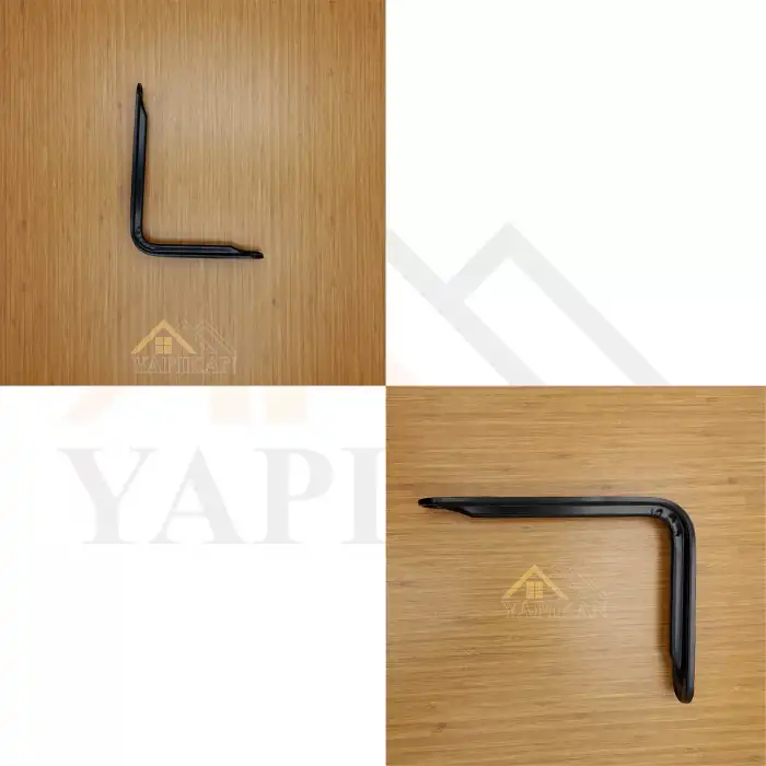 165 x 225 mm - Metal Siyah Raf Altı Ayak Lüks Tip - Raf Tutucu Duvar Montaj Askı Aparatı - Raf Altı L Demiri Konsol Ayağı